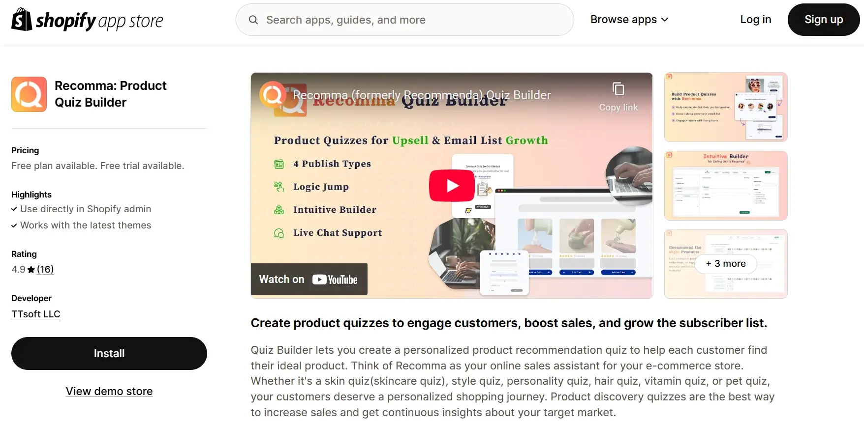 Recomma Quiz Builder