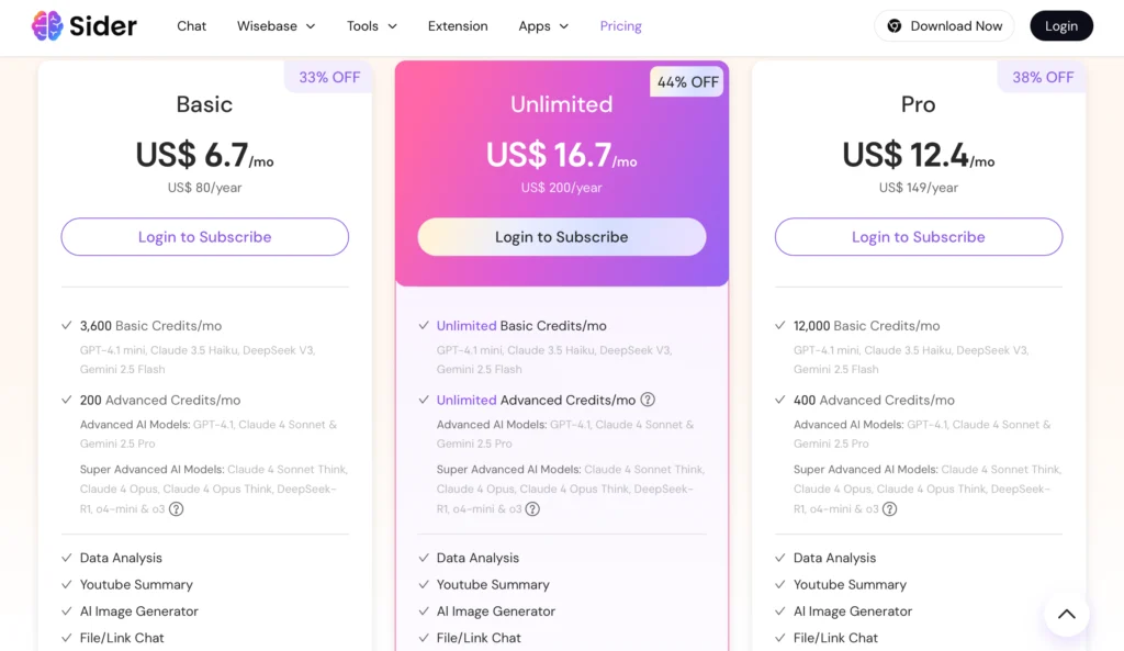 Pricing Plan For Slider
