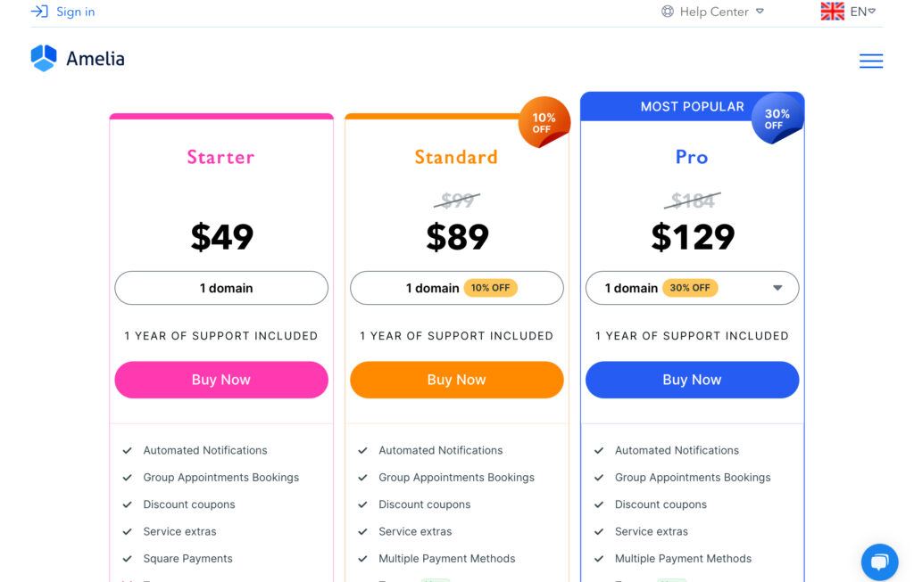 Amelia Pricing
