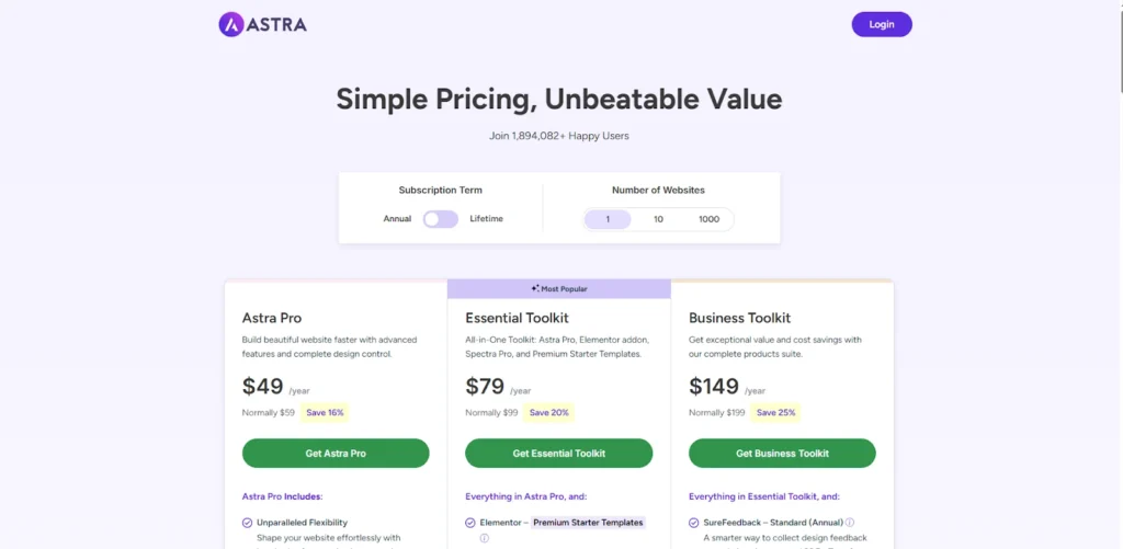 Astra Pricing