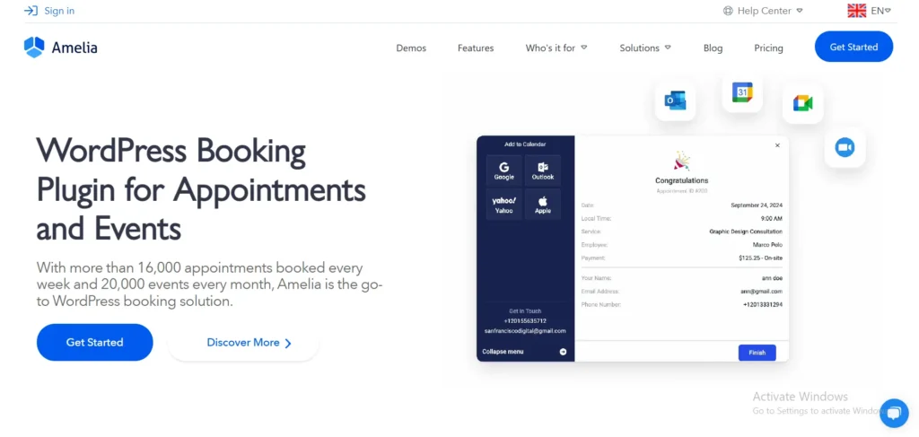 Amelia Main Amelia Booking Platform