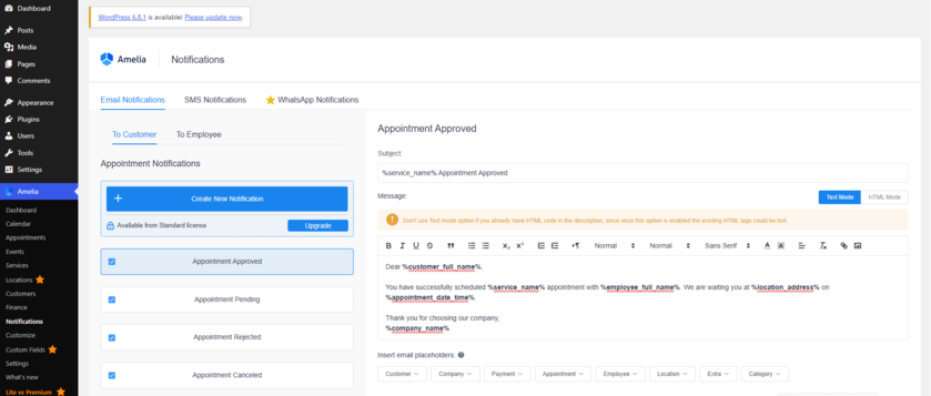Email Notification Configuration