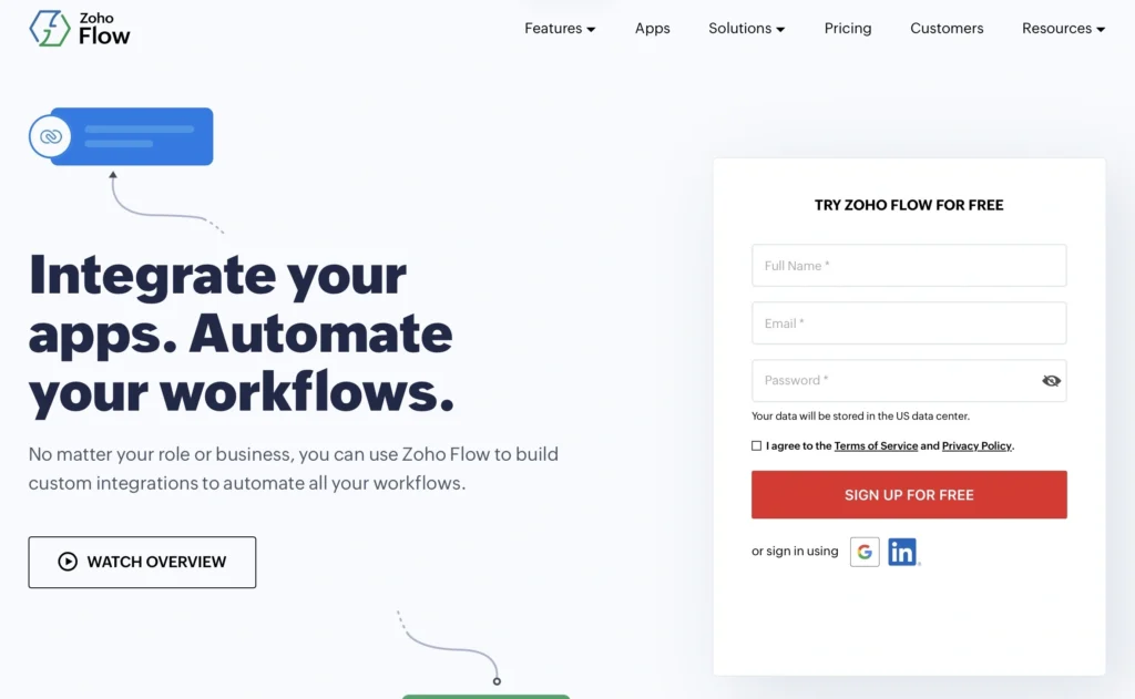 Zoho Flow Website