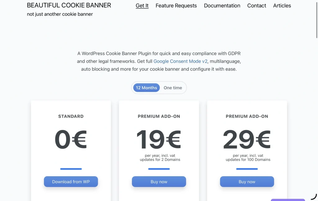 Cookie Consent Pricing