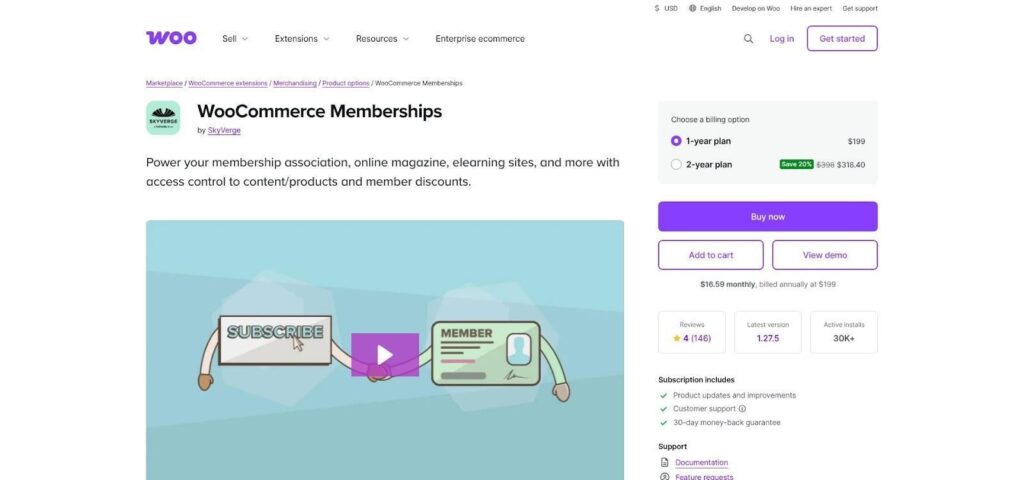 WooCommerce memberships pay-per-view video sales screenshot