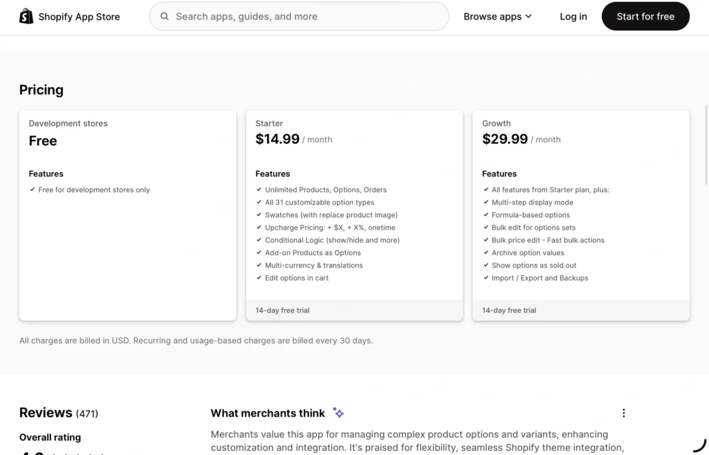 Advanced Product Options pricing