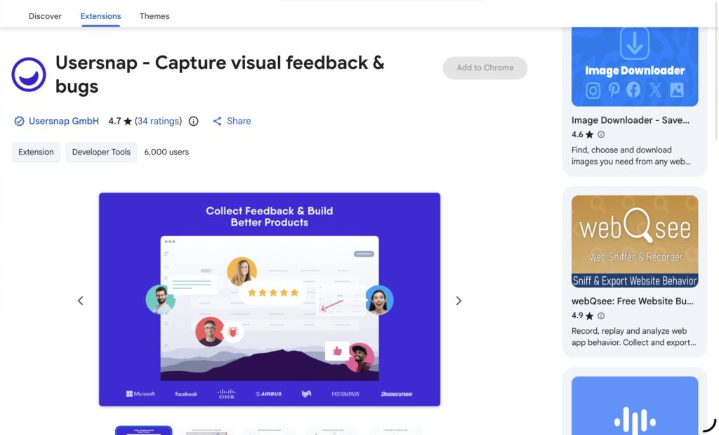 Usersnap Chrome extensions