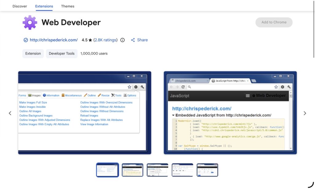 Web Developer Google Extensions