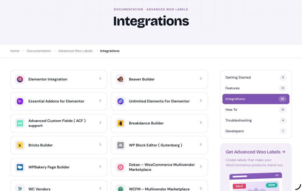 Woo Labels Integrations