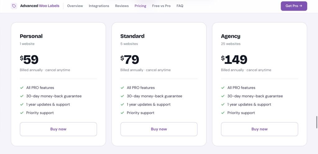 Advanced Woo Labels Pricing