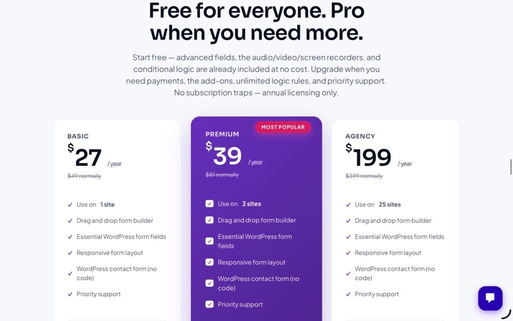 Easy Form Builder Pricing