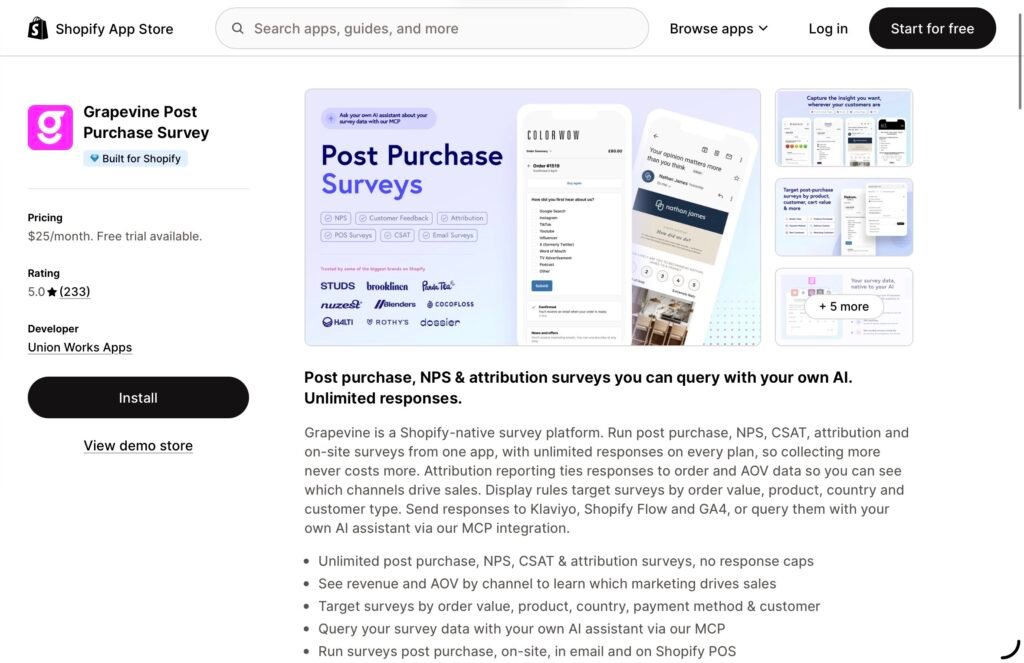 Grapevine Post Purchase